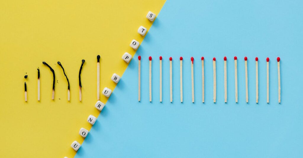 ブログ執筆に疲れたときのマインドセットと回復方法を表現した図。