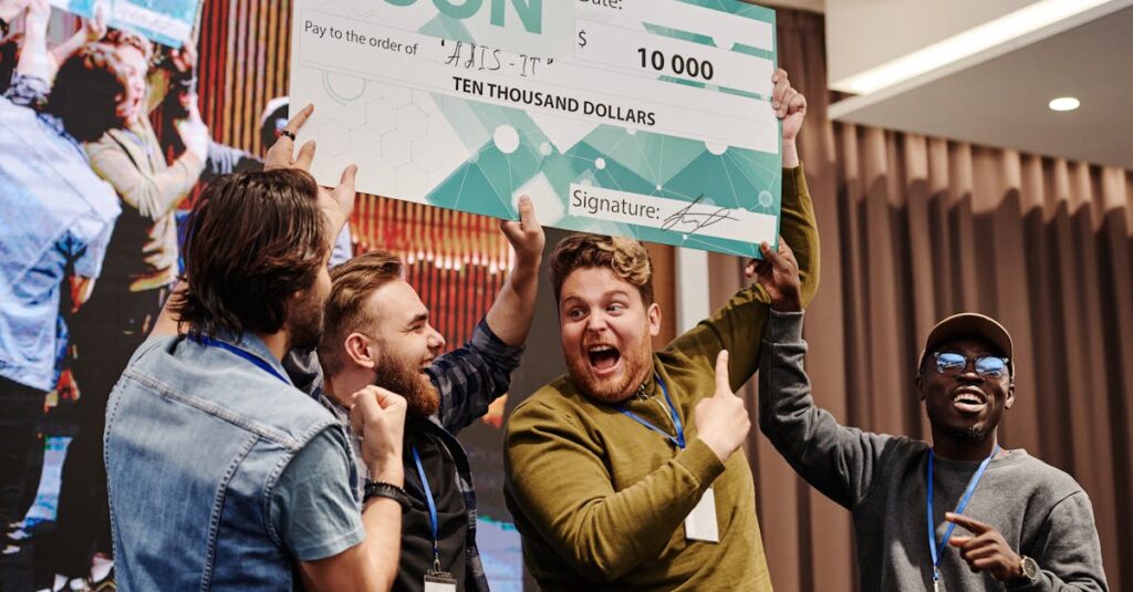 初心者アフィリエイターがASP登録を重ねて報酬を得ていく成功のイメージ。上昇グラフと笑顔のブロガーが象徴的。