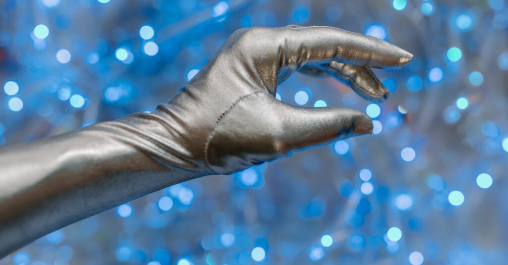 AIブログ時代のチャンスを象徴する未来的なイメージ。AIと人間が協力しながらブログを運営する様子を表している。