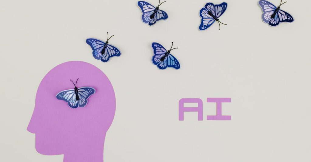 AIツールと人間の発想力が融合し、新しい価値を生み出す様子を描いたイメージ。