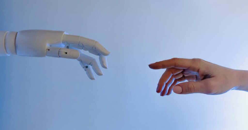 AIツールを使ってブログ運営を効率化している様子。自動化と人間の創造性の融合を示す図。